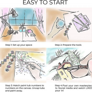 Set de pictura cu numere Fuumuui, vopsea in ulei, model cerb, multicolor, 40 x 50 cm - Img 4