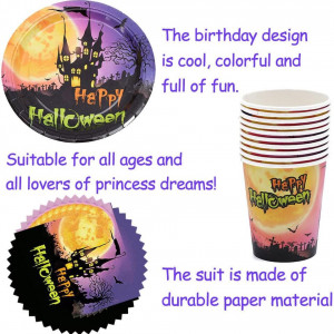 Set de tacamuri pentru petrecerea de Halloween Syijupo, hartie, multicolor, 107 piese