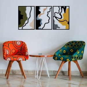Set decoratiuni de perete Re-Bloom, 3 piese, metal, multicolor, 118,5 x 54,5 cm - Img 4