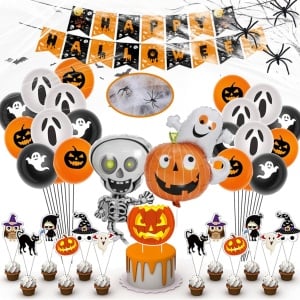 Set decoratiuni pentru Halloween Gutepa, hartie/latex, multicolor, 69 piese