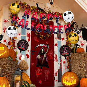 Set decoratiuni pentru Halloween YISKY, folie/latex, multicolor, 12 piese - Img 4