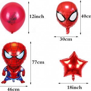 Set decoratiuni pentru petrecere Smileh, model Spider Man, folie/latex, multicolor, 17 piese