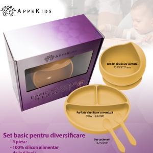 Set Diversificare, AppeKids, 100% Silicon, Basic - Honey - Img 2