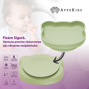 Set Diversificare, AppeKids, 100% Silicon, Panda - Raw Green - Img 4