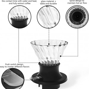 Set filtru de cafea cu 40 filtre de hartie Icyant, sticla/plastic, transparent/negru/natur - Img 5