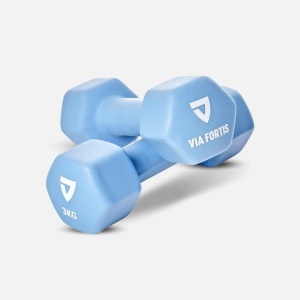 Set gantere VIA FORTIS, 2x1 Kg, 2x2 Kg, 2x3 Kg, premium, din fonta cu invelis din neopren, Resigilat, Grad A - Img 2