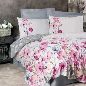 Set husa pilota + 2 fete de perna, bumbac ranforce 100%, 200x200 cm + 2x80x80 cm, model floral, multicolor - Verificat A · Re-Bloom