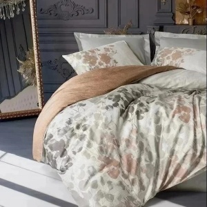 Set husa pilota + fata de perna, satin bumbac 100%, 155x220 cm + 80x80 cm, multicolor - Verificat A · Re-Bloom