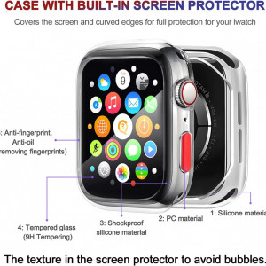 Set husa si folie de protectie pentru Apple Watch ZXK CO, silicon/sticla, transparent, 40 mm - Img 8