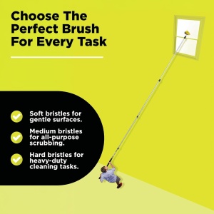 Set maner telescopic si 3 perii DocaPole, microfibra/plastic/aluminiu, galben/negru/argintiu, 9,1 m - Img 3