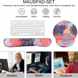 Set mousepad si suport pentru incheietura HAOCOO, spuma cu memorie/cauciuc PU, multicolor