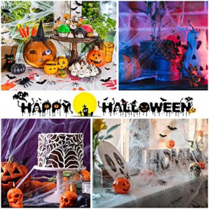Set panza cu 2 paienjeni si 16 stickere cu lilieci pentru Halloween Kateluo, poliester/plastic/PVC, anb/negru