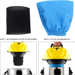 Set sac uscat si sac umed pentru aspirator MV1 WD1 WD2 WD3 Coairrwy, spuma/textil, negru/albastru - Img 6