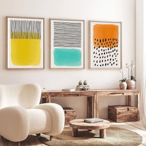 Set tablou canvas Re-Bloom, 3 piese, lemn masiv/MDF, multicolor, 70 x 50 cm