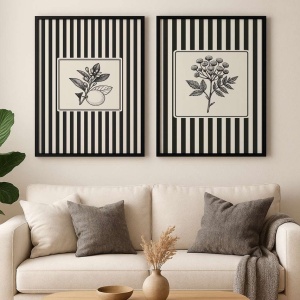 Set tablou decorativ Re-Bloom, 2 piese, MDF/lemn masiv, alb/gri/negru, 50 x 70 cm - Img 2