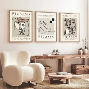 Set tablou decorativ Re-Bloom, 3 piese, lemn masiv/MDF, alb/gri/negru, 20 x 30 cm - Img 2