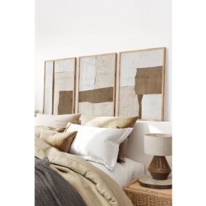 Set tablou decorativ Re-Bloom, 3 piese, lemn masiv/MDF, bej/alb/maro, 50 x 70 cm