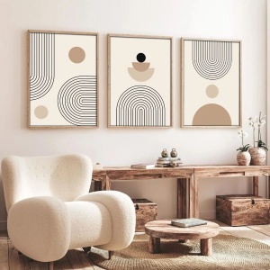 Set tablou decorativ Re-Bloom, 3 piese, lemn masiv/MDF, bej/negru, 50 x 70 cm - Img 2
