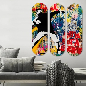 Set tablou decorativ Re-Bloom, 3 piese, MDF, multicolor, 70 x 70 cm - Img 4