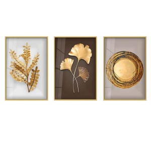 Set tablou decorativ Re-Bloom, 3 piese, sticla temperata/aluminiu, multicolor, 30 x 40 cm
