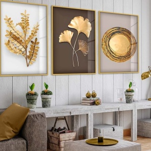 Set tablou decorativ Re-Bloom, 3 piese, sticla temperata/aluminiu, multicolor, 30 x 40 cm - Img 2