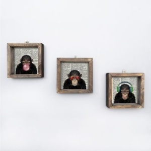 Set tablouri decorative Re-Bloom, 3 piese, MDF/lemn masiv, maro, 15 x 15 cm - Img 3