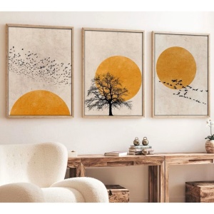 Set tablouri decorative Re-Bloom, 3 piese, MDF/lemn masiv, multicolor, 50 x 70 cm - Img 2