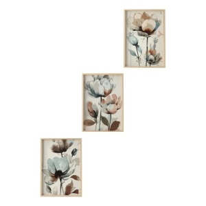 Set tablouri decorative Re-Bloom, model floral, MDF/lemn masiv, multicolor, 50 x 70 cm