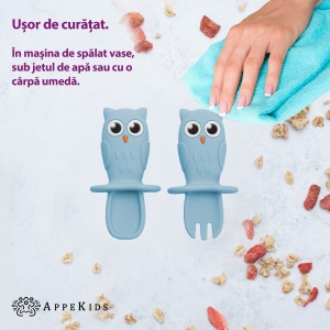 Set Tacamuri din silicon, AppeKids, OWL - Aqua Blue - Img 3