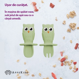 Set Tacamuri din silicon, AppeKids, OWL - Raw Green - Img 3