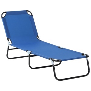 Sezlong de gradina cu spatar reglabil in 5 pozitii, otel/tesatura Oxford, 188x56x28 cm pliat 70x57x13 cm, inaltime spatar 28-84 cm, capacitate 120kg, albastru - Verificat A · Re-Bloom
