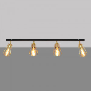 Spotlight Chiraca, 4 lumini, metal, negru/auriu, 100 x 22 x 10 cm