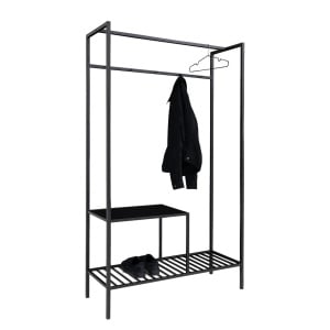 Stand pentru haine Vapi, metal/PAL, negru, 101 x 170 x 38 cm