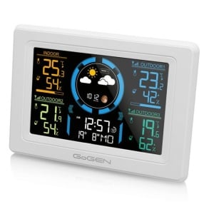 Statie meteo interior-exterior GoGEN ME 3397 W, LCD color, 3 senzori inclusi, ceas cu alarma, alb - Img 2