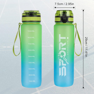Sticla pentru apa Hasagei, plastic, verde, 29 x 7,5 cm, 1L