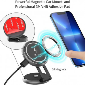 Suport magnetic pentru telefon PETERONG, metal, gri