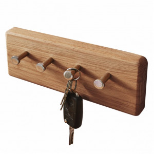 Suport pentru chei Anamur din lemn de fag/metal, maro, 25 x 10 x 5 cm - Img 1
