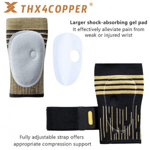Suport pentru incheietura mainii Thx4COPPER, negru/galben, XL
