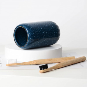 Suport pentru periute de dinti BosilunLife, ceramica, albastru, 7 x 12,5 cm - Img 5