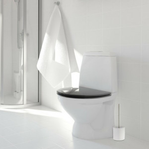 Suport și perie de toaletă, plastic/metal/ceramica, alb, 38,5 x 12,5 cm - Img 4