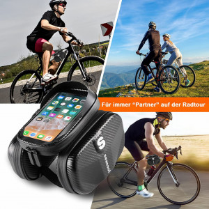 Suport telefon cu geanta de depozitare pentru bicicleta Seacool, TPR, negru, 18,5 x 11,5 cm - Img 2