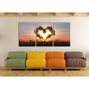 Tablou ”Sunset love”, 3 piese, 100 x 210 cm - Img 2