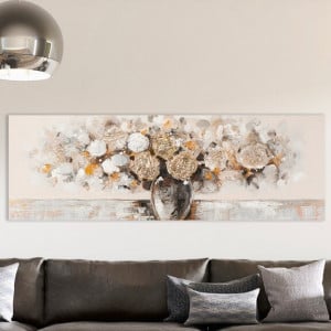 Tablou „Vaza cu flori”, bej, 50 x 150 cm