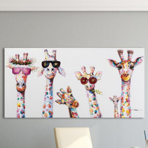 Tablou 'Curious Giraffes Family', 70cm H x 140cm W x 4cm D - Img 2