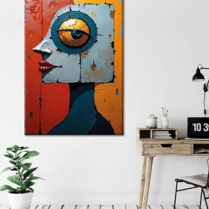 Tablou decorativ canvas 70x100 cm, 50% bumbac/50% poliester, design contemporan abstract, multicolor - Verificat A · Re-Bloom - Img 4