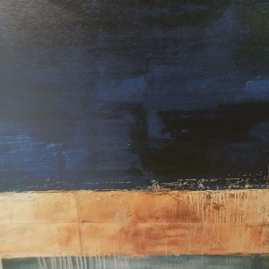 Tablou decorativ canvas 70x100x3 cm, panza/lemn, design modern elegant, albastru inchis/auriu - Verificat A · Re-Bloom - Img 4