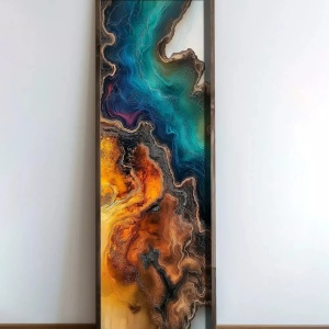 Tablou decorativ MDF/lemn masiv, 40x120x3.5 cm, format panoramic, multicolor - Verificat A · Re-Bloom - Img 3