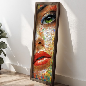 Tablou decorativ model femeie, MDF/lemn pin, 40x120x3.5 cm, MDF 3mm, imprimare UV, format panoramic, multicolor - Verificat A · Re-Bloom - Img 4
