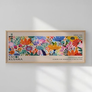 Tablou decorativ Re-Bloo, model floral, lemn masiv/MDF, multicolor, 50 x 120 cm - Img 1