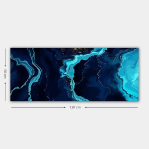 Tablou decorativ Re-Bloom, lemn/panza, albastru, 50 x 120 cm - Img 3